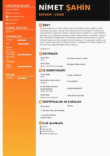 Ressam Cv Örnekleri cv indir